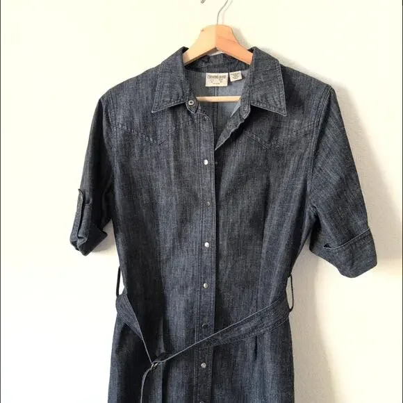 Country Road Womens 10 Button Down Shirt Dress Denim Western Cowgirl Modest $249 - Picture 7 of 8